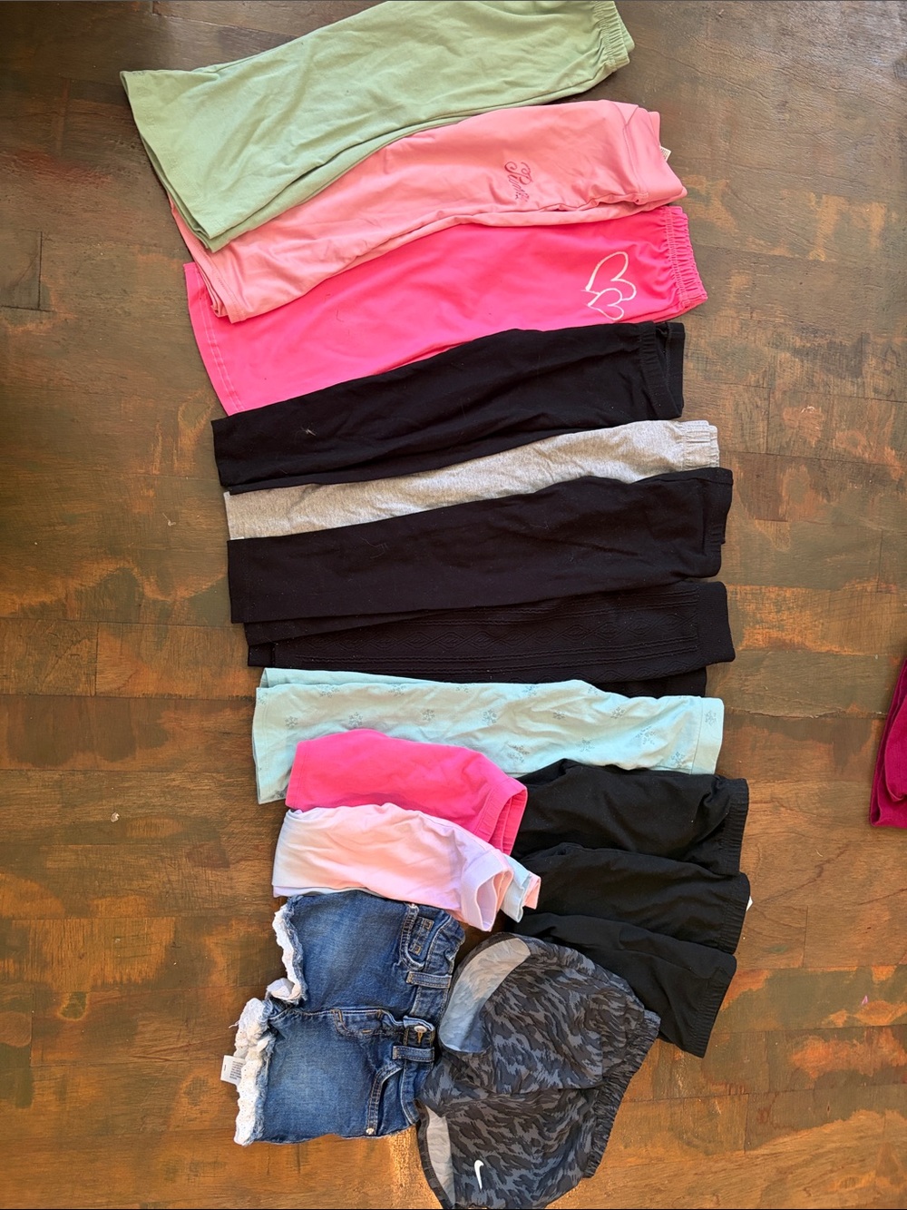 Mixed Girls' Leggings & Shorts Bundle - Pink, Black, Mint, Denim